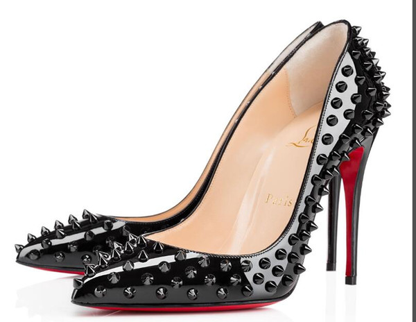 Christian Louboutin CL Fashion pump patent leather high heel ladies wedding shoes pointed high heels sexy ladies high heels, sheepskin 34-42 h8