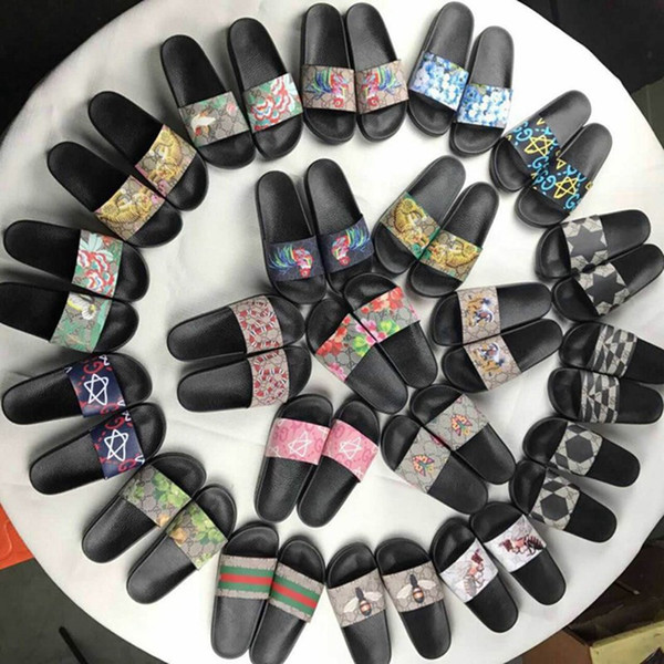 Men Women Sandals Designer Shoes Luxury Slide Summer Fashion Wide Flat Slippery Sandals Slipper Flip Flop size 35-46 flower box