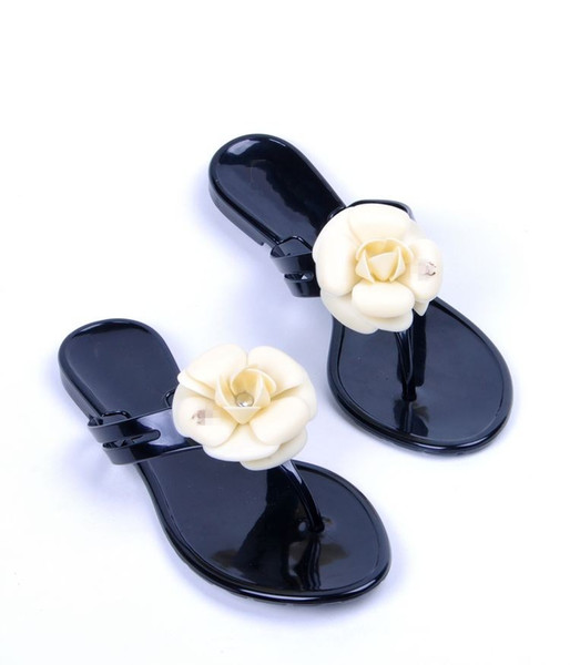 New Summer women's floral slippers female's flip flops flowers slippers pvc sandals Camellia Jelly Shoes beach shoes