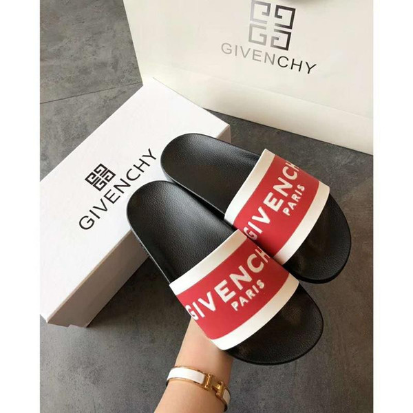 Designer Rubber slide sandal Floral brocade men slipper Gear bottoms Flip Flops women striped Beach causal slipper with Box US5-11