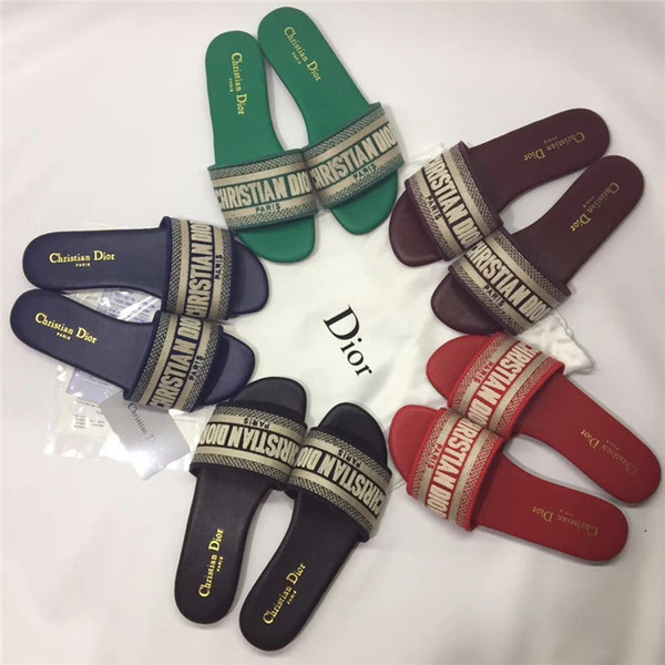 With Box! Woman High-Quality Slippers Brand Sandals Flat shoe Designer Shoes Slide basketball shoes Casual shoes Flip Flops by shoe05 13