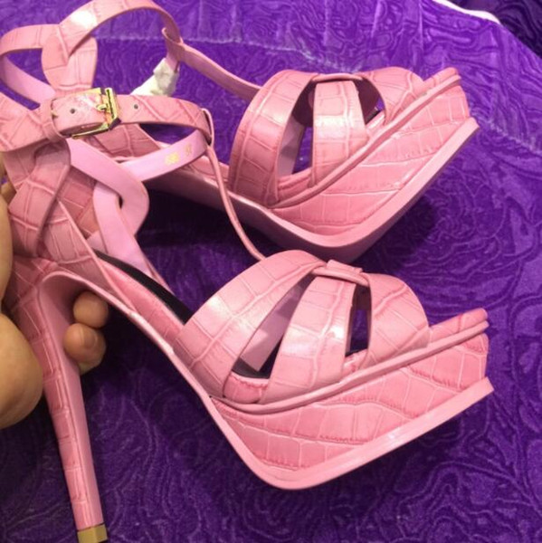New Tribute Patent/Soft Leather Platform Sandals Women Shoes T-strap High Heels Sandals Lady Shoes Pumps Original Leather