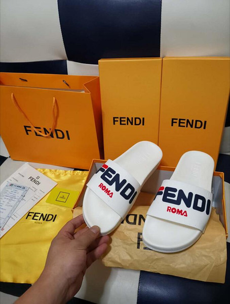 2018 FEND designer sandals women men sandals designer slides Brand striped sandals causal summer huaraches slippers flip flops slipper 35-45