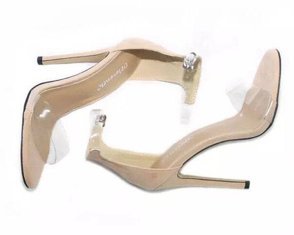 hot sell European and American women's shoes, transparent film, sandals, super high fashion fashion shoes.