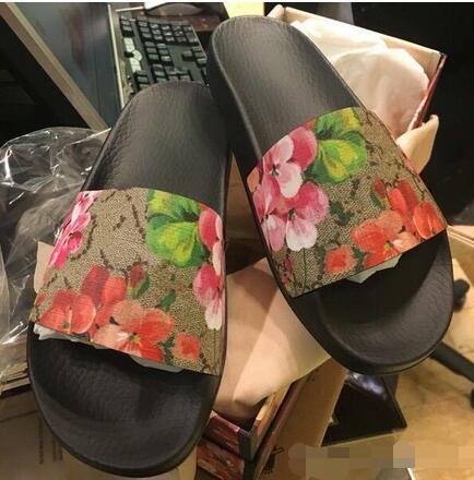 New Fashion slide sandals slippers for men and women WITH BOX flower printed unisex beach flip flops slipper BEST QUALITY