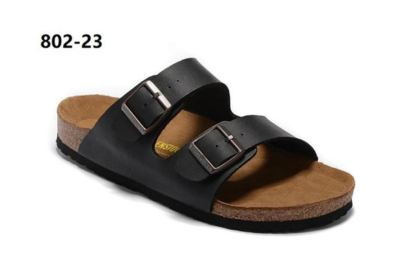 Designer Arizona 2018 Hot sell summer Women and men black white flats sandals Cork slippers unisex casual shoes print mixed colors