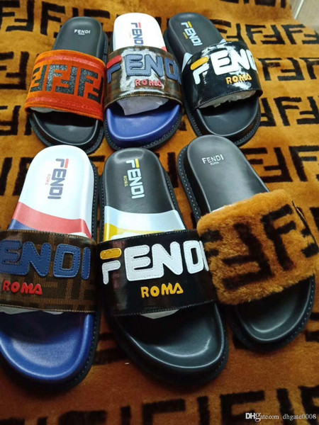 New ladies wedge sandals Men designers Sandals design fur slides woman slippers High quality gladiator sandals Men flip flops with the box