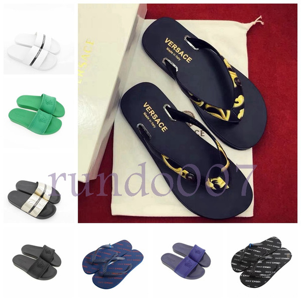 hot 2019 Designer fashion Men Beach Slide Sandals Medusa Slippers Mens women luxury pool chaussures casual shoes