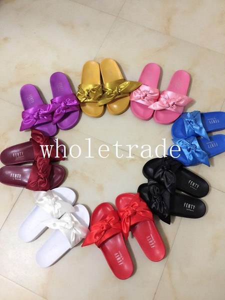 Free Shipping Fenty Bandana Slides RIHANNA Slippers Womens Girls Fenty Sandals On Sale Size 36-41 Come With Box Dust Bag