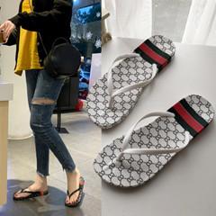 Designer Rubber slide sandal Floral brocade men slipper Gear bottoms Flip Flops women striped Beach causal slipper no Box