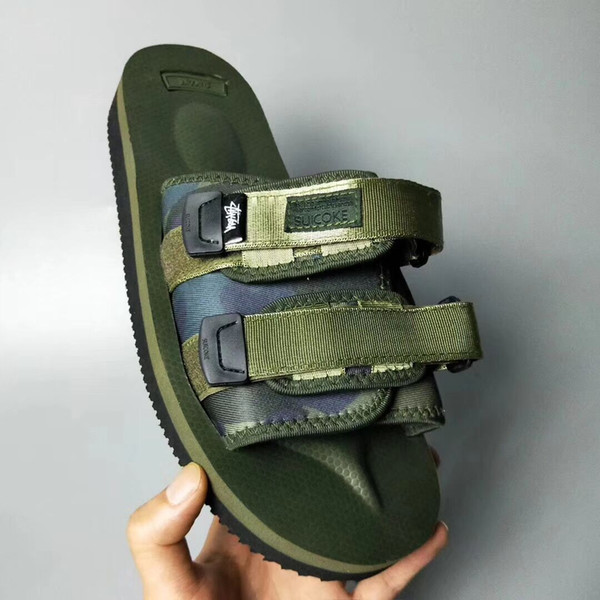 Top Quality Red CLOT X SUICOKE OG-056STU MOTO-STU Summer Trip Fest Black silk Sole Sandal Slides SUICOKE KISEEOK-044V Slippers