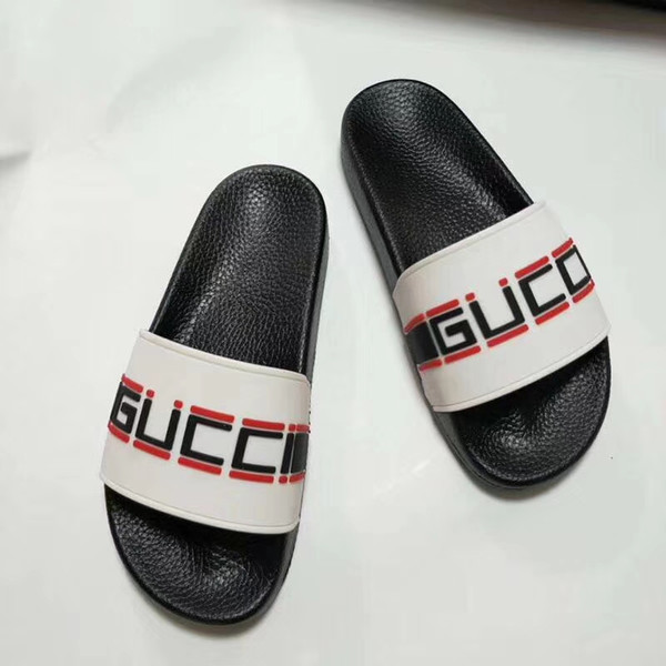 2019 G men women slippers letters studs flat heels unisex sandal transparent slippers slide sandals outdoor beach flip flops 35-45