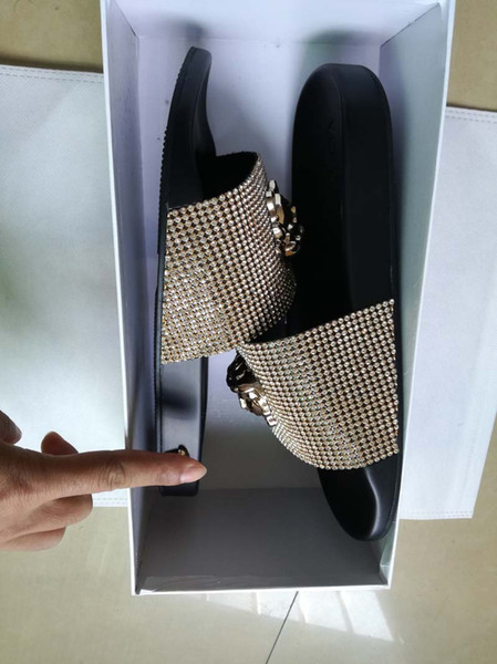 With Box 2019 Slides Summer Luxury Designer Beach Indoor Flat G Sandals Slippers House Flip Flops With Spike sandal