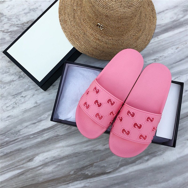 Women's rubber GG slide sandal Luxury Designer Shoes Fashion Casual Sandals Rivet Womens Beach Slipper Flip Flops Size 35-41