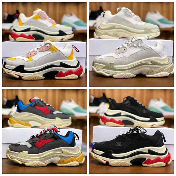 Fashion Designer Paris 17FW Triple-S 2018 Triple S Sneaker Desi Luxury Dad Shoes for Men's Women Beige Black Sports Running Shoes 36-45