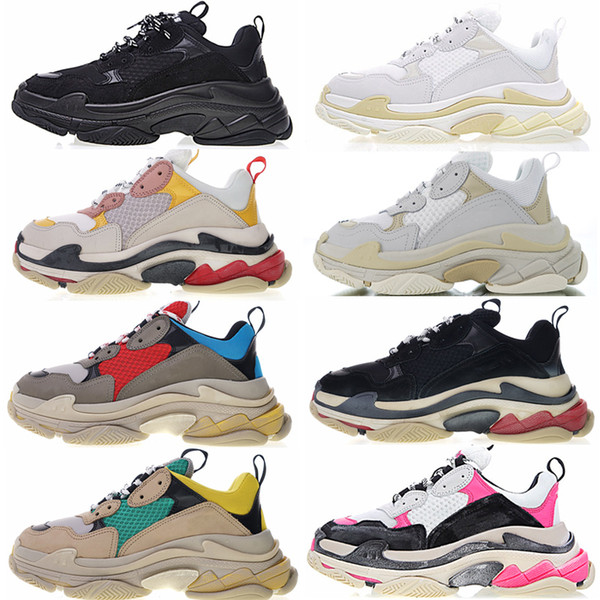 2019 Fashion Paris 17FW Triple S Sneaker Beige White Black Pink Triple S Casual Dad Shoes For Men's Women Designer Shoes