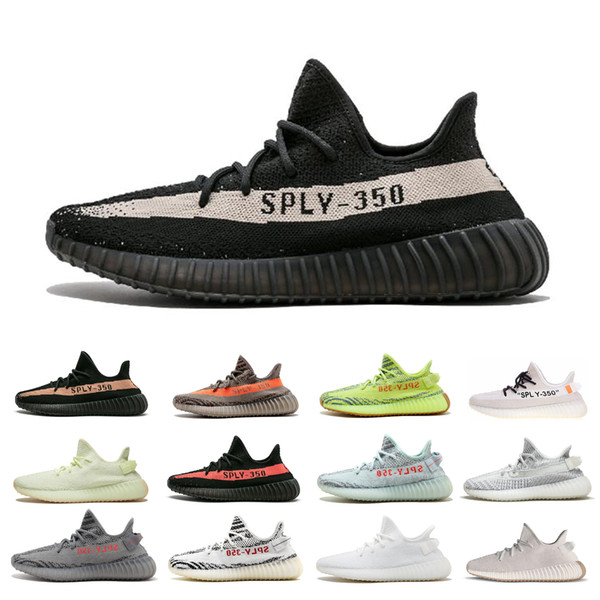 Kanye West 350 Men Desinger Running Shoes 2019 Women Trainers Zebra Static Black Bred Cream White Sesame Best Sports Sneakers US 5-13