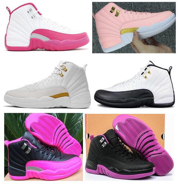 High Quality Women 12 12s GS Hyper Violet Youth Pink Valentines Day Basketball Shoes Girls The Master Taxi Rush Pink Sneakers With Box