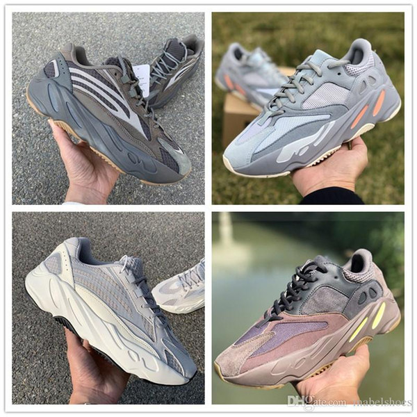 700 V2 Static Mauve Inertia Running Shoes Wave Runner Kanye West Designer Glow In Dark Basf Athletic Sports Shoes Size 36-45