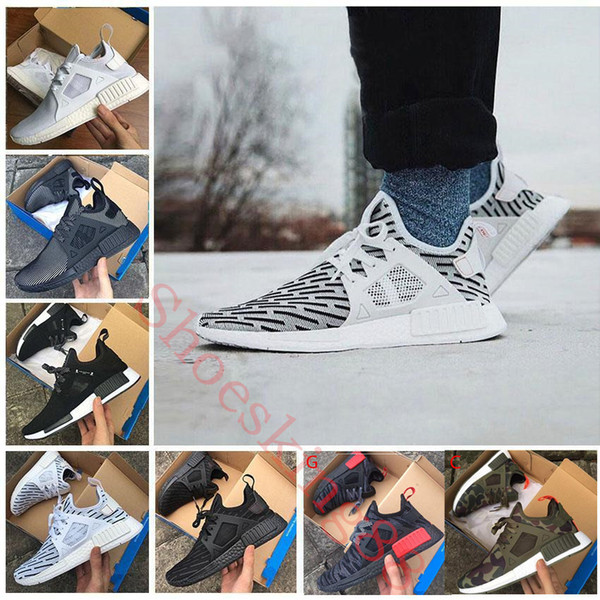 2017 NMD XR1 Running Shoes Mastermind Japan Skull Fall Olive green Camo Glitch Black White Blue zebra Pack men women sports shoes 36-45