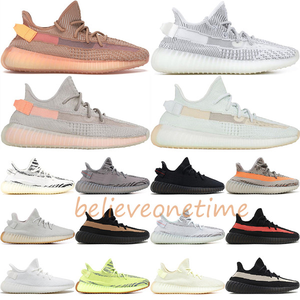 350 Clay True Form Hyperspace Static Mens Running Shoes Kanye West Cream White Black White Bred Women Fashion Sport Sneakers 36-45