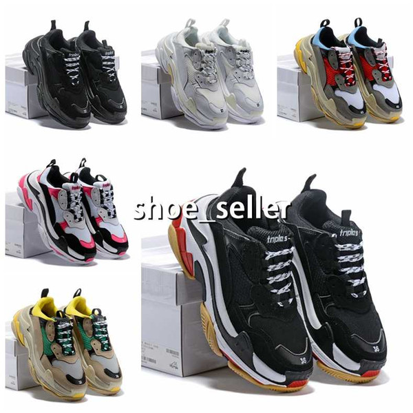 Hot!!Fashion Paris 17FW Triple-S Sneaker Triple S Casual Luxury Dad Shoes for Men's Women Beige Black Sports Tennis Running Shoe 5-11