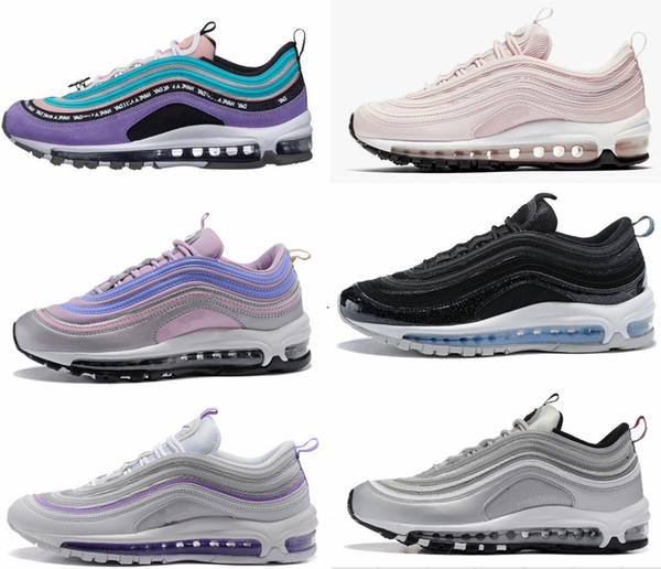 2018 Undefeated 97 Running Shoes a day PRM OG Silver white pink 97s women Casual Trainers Designer Sports Sneakers Chaussures Ornament