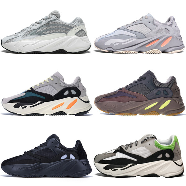 With Box New Kanye West 700 V2 Static 3M Mauve Inertia 700s Wave Runner Mens Running shoes for men Women Solid Grey sports sneakers designer