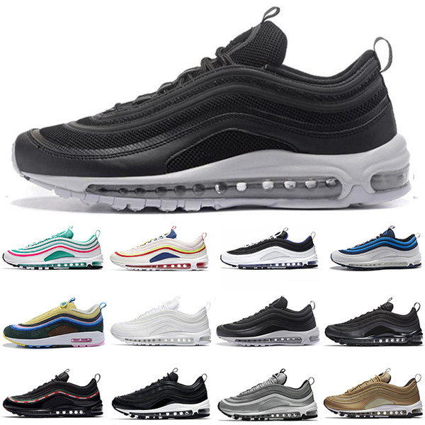 97 Mens Running Shoes Cushion 97 Men Women Tripel White Black Metallic Gold Anniversary Edition Sneakers 97s Sport Athletic Sports Trainers