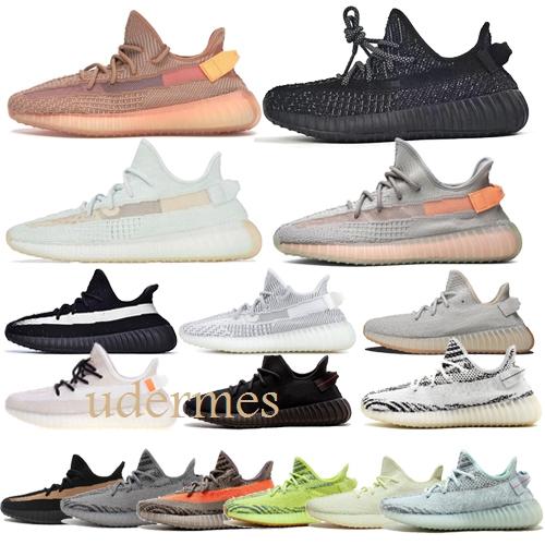 With box luxury designer men and women V2 zebra static cream sesame Kanye West og Clay True Form hyperspace 3M Wave Runner running shoes