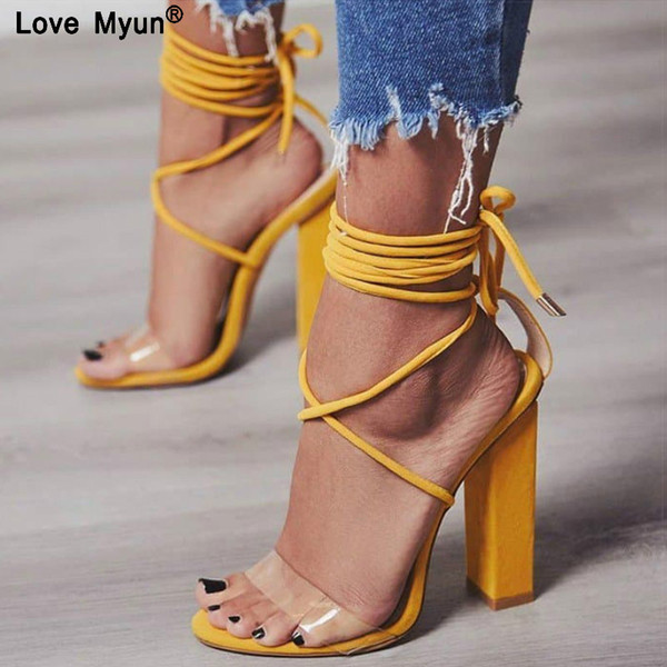 Women Pumps 2018 Summer High Heels Sandals PVC Transparent Women Heels Wedding Shoes Casual Waterproof Sandalia Feminina88