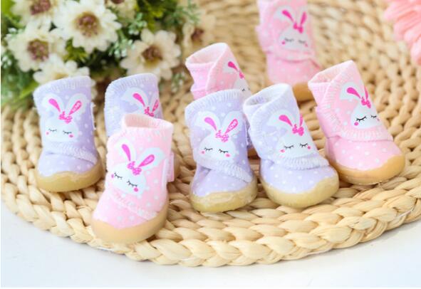 Petstyle New Sweet Bunny Dot Beef Bottom Wearable Shoes Pet Dog Shoes Free Price Free Shipping