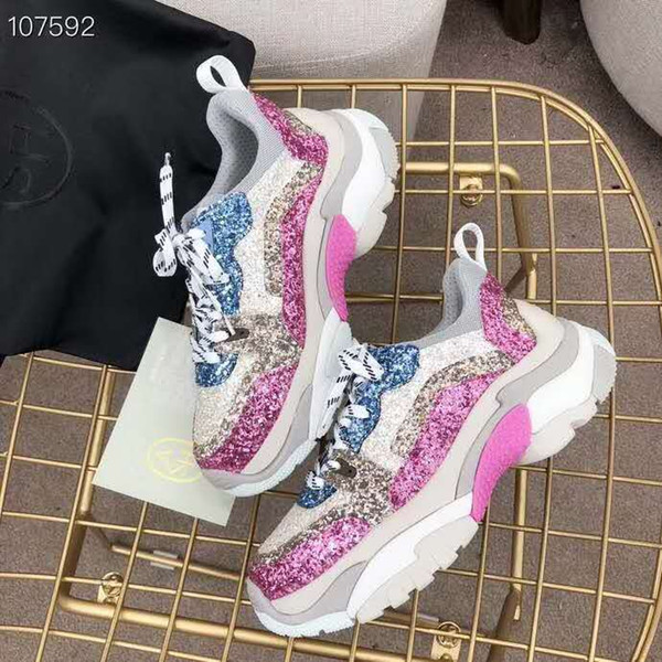 Multicolor splice upper retro style dazzling women's casual shoes Fashion designer brand high-end fashion personality lady raised shoes