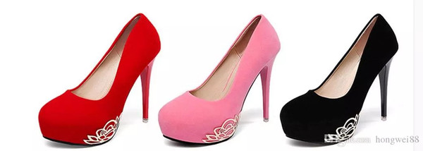 The spring and autumn period and the new fine with waterproof Taiwan round head single shoes sexy shoes shallow super high heels red weddi