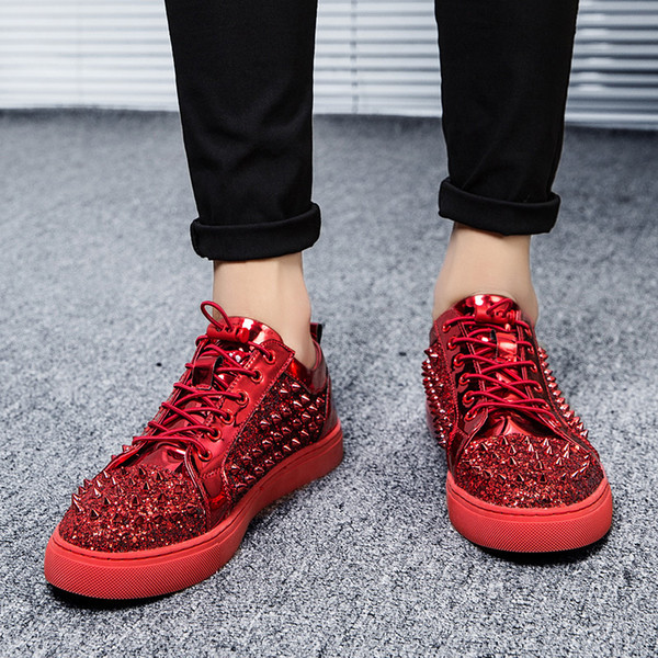 2001 Designer Sneakers low cut Spikes Flats shoes Red Bottom For Men and Women Leather Sneakers Party Designer shoes