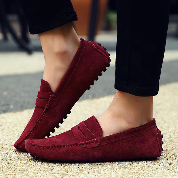 Men Driving Loafers Suede Leather Moccasins Penny Shoes