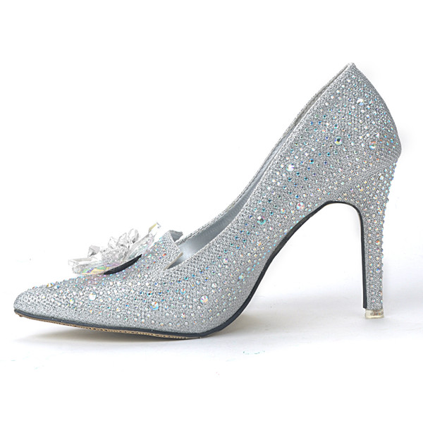 Fashion Luxury High Heels Rhinestone Shoes Women 11cm Thin High Heel Stiletto Pointed Toe Wedding Shoes Valentine Zapatos