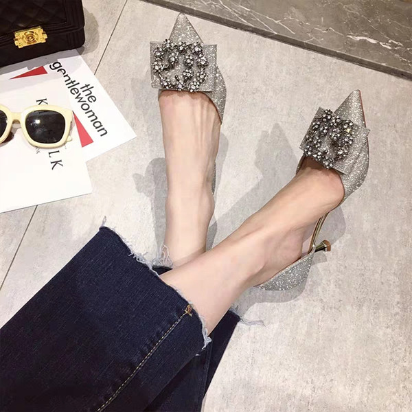 For spring 2019,beautiful rhinestone temperament stiletto shoes high-toe pumps with ultra-high pumps for summer woman shoes