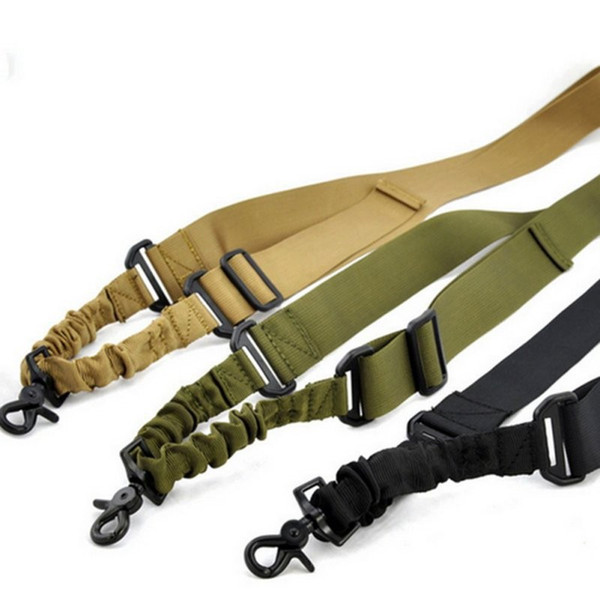 Outdoor Nylon Tactical Sling one Point Adjustable Bungee Strap For Hunting Elastic Belt Detach Quick Release Buckle Carabiner