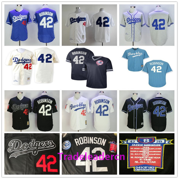 Jackie Robinson Day Jersey Los Angeles Brooklyn #42 Dodgers White Black Blue Cream Retro 1955 Stitched Vintage Baseball Jerseys