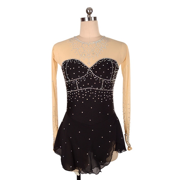 New Fashion Figure Skating Dress With Beads Good Quality Attractive Ice Competition Dress Professional Design Black Blue Red