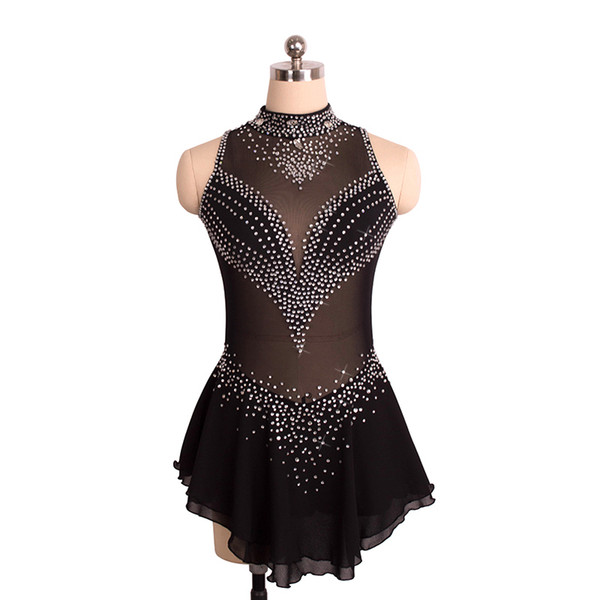 Attractive High Neck Sleeveless Girls Training Dress Skating Competition Fashion Dress On Ice With Stones Hot Selling