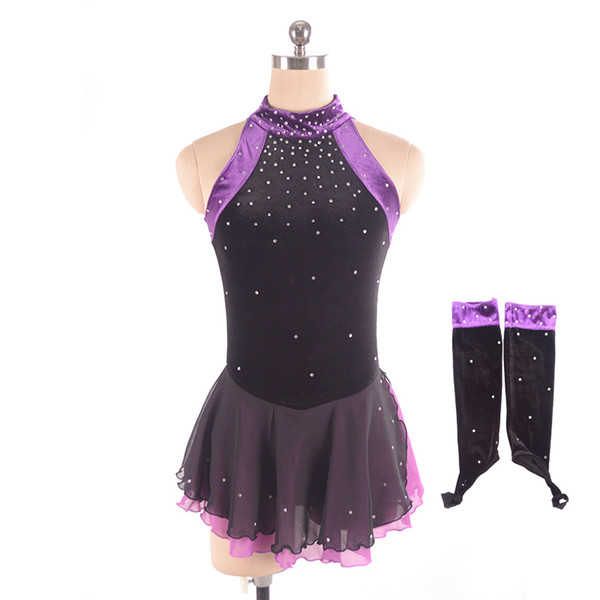 Eren Jossie Formal Design Black And Purple Beaded Children's Competing Dress on Ice 2019 Wholesale Price