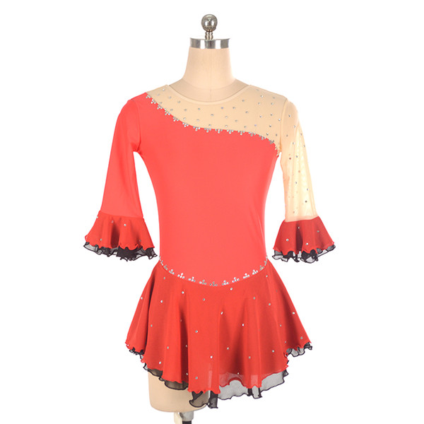 Eren Jossie New Collection Promotion Beautiful Style Beaded Half Sleeve Skating Competitor Dress 2019 Wholesale Price