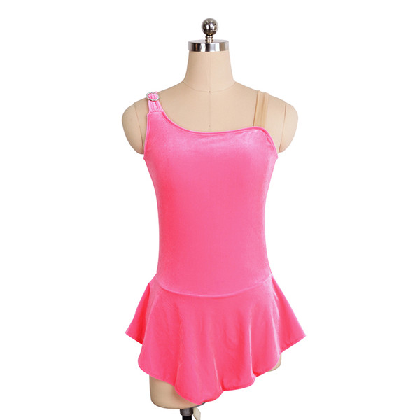 Simple Design Pink Girls Sleeveless Training Dress On Ice High Quality Professional Design Dancing Spandex Dress Free Shipping