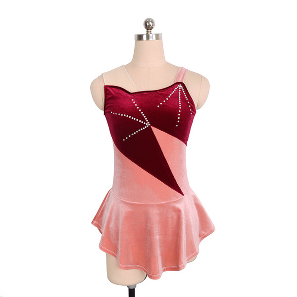 Customized High-Low Style Sleeveless Children's Competition Dress Skating High Quality Professional Design Dancing Dress Free Shipping