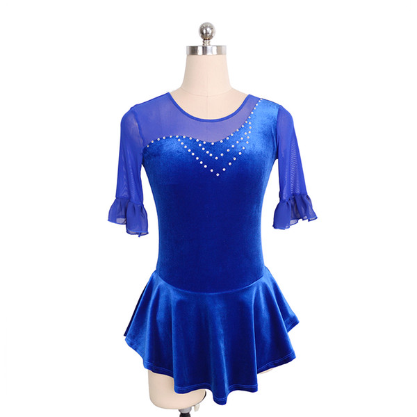 Competitive Price Designer Beaded Competition Dress On Ice Half Sleeve Latest Children Adult Dress Hot Selling