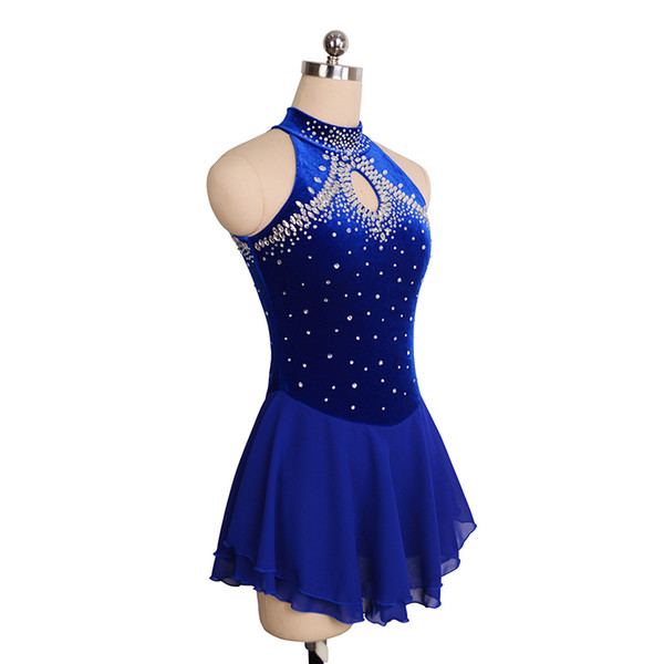 Sleeveless Style High Neckline Children's Training Dress On Ice Fashion Beaded Adult Dress Wholesale Price Short Length