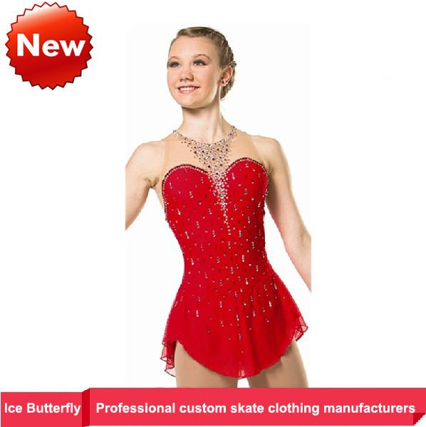 Butterfly ice factory direct sales figure skating dresses in red dress fashion show game for children