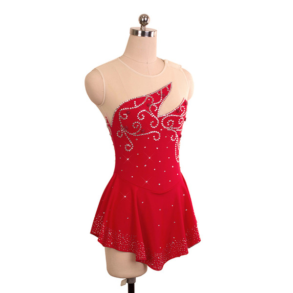 Competitive Price Girls Skating Competition Dress On Ice Red Fashion Adult Beaded Dress New Brand Wholesale